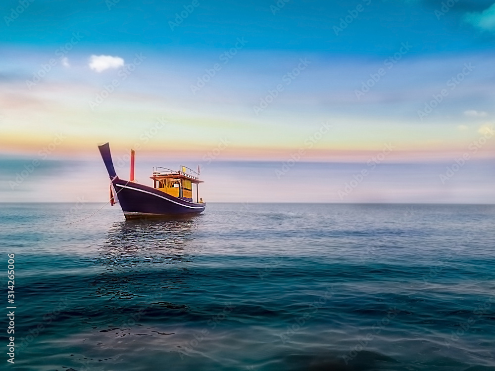 Traditional Thai boat in the sea