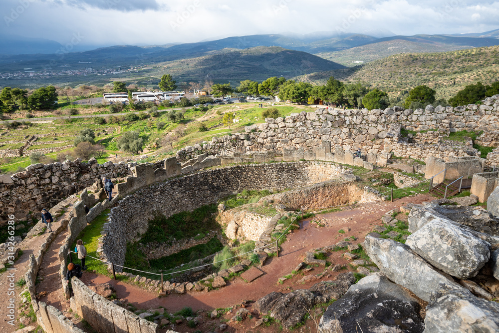 Argolis, Peloponnese, Greece:  archaeological site of Mycenae and Megalithic Walls of citadel. UNESCO World Heritage Site.