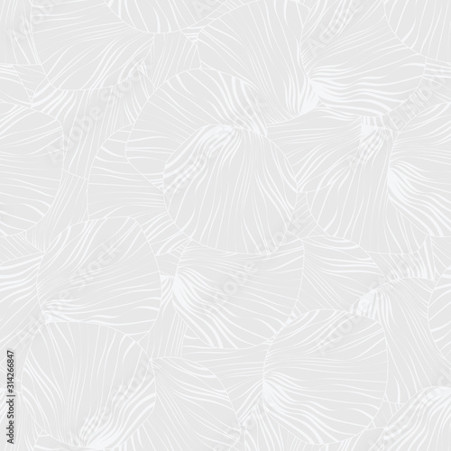 Vector White Swirling Lines on Ligth Gray Background Seamless Repeat Pattern. Background for textiles, cards, manufacturing, wallpapers, print, gift wrap and scrapbooking.