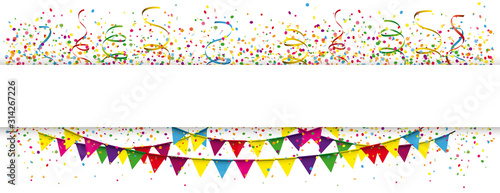 Party Banner mit Girlanden, Konfetti und Luftballons