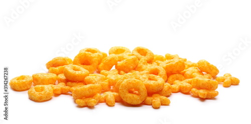 Flips, chips snacks isolated on white background
