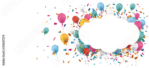 Classic Emblem Balloons Confetti Header