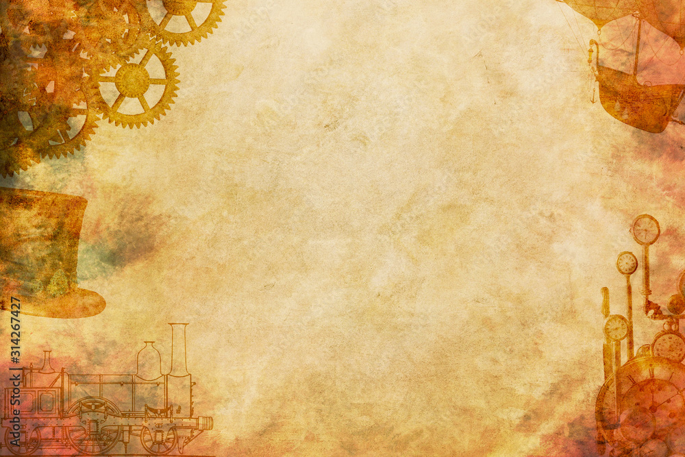 paper background steampunk style
