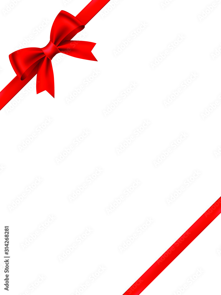 Shiny red ribbon bow on white background. Festival or holiday gift concept. Shiny red ribbon bow on white background. Festival or holiday gift concept.