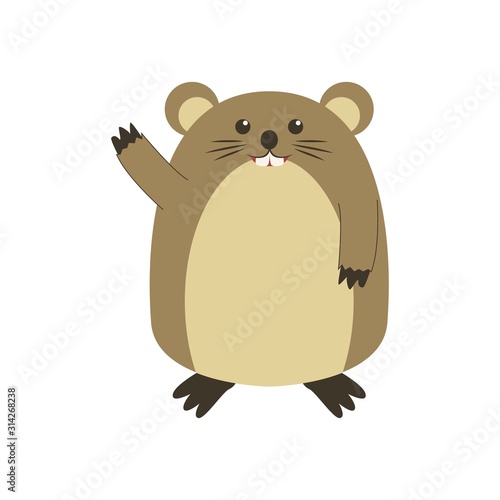 Cute Groundhog illustration, happy groundhog day