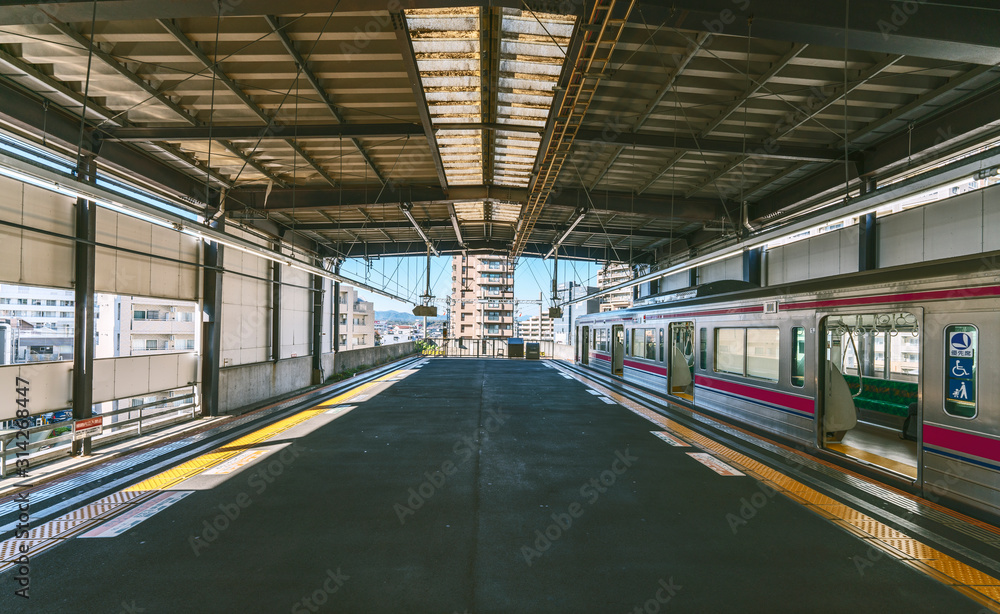 Japanese subway station and train