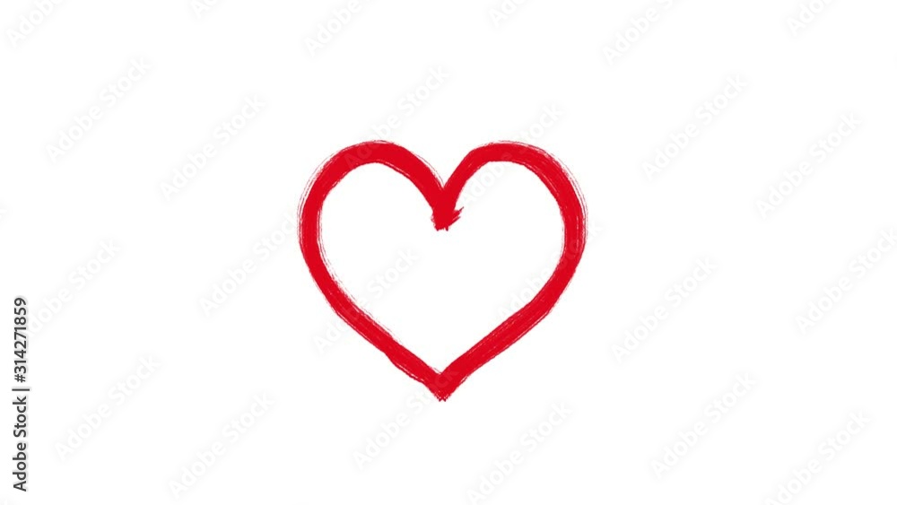 heart animation love drawing,hand drawn stop motion, seamless loop,4k