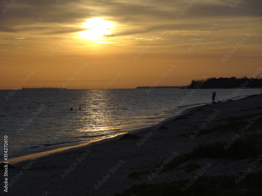 sunset on a beach in Cuba