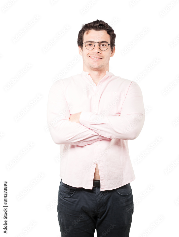 Happy young man posing against background Happy young man posing against background