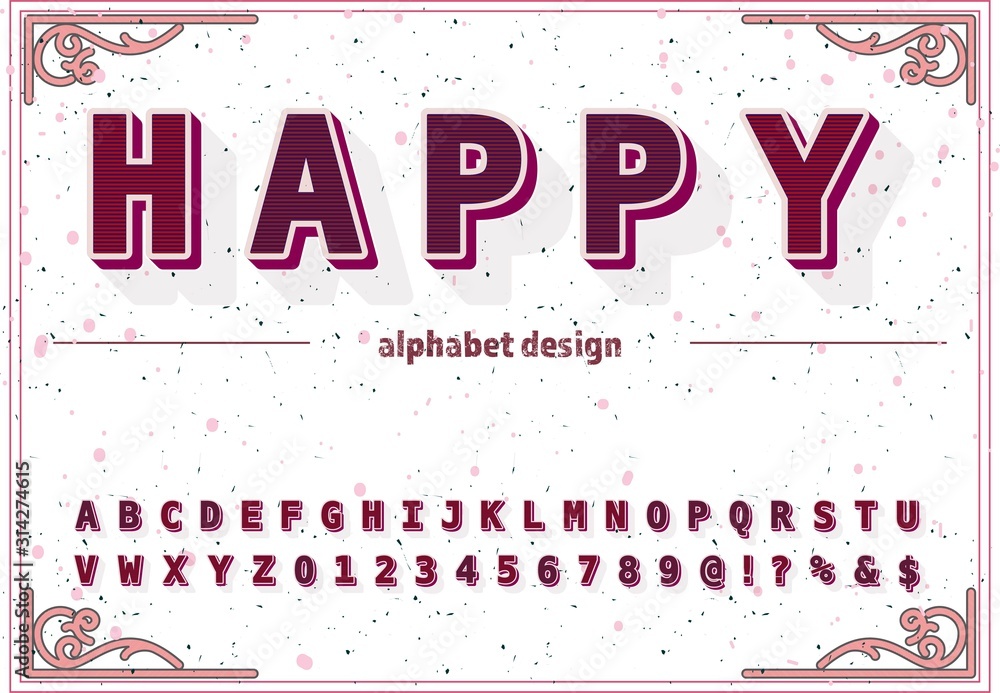 Fototapeta premium alpgabet font.typeface vector. font design.Abstract modern alphabet and fonts. happy Typography creative font design old style Vector of stylized