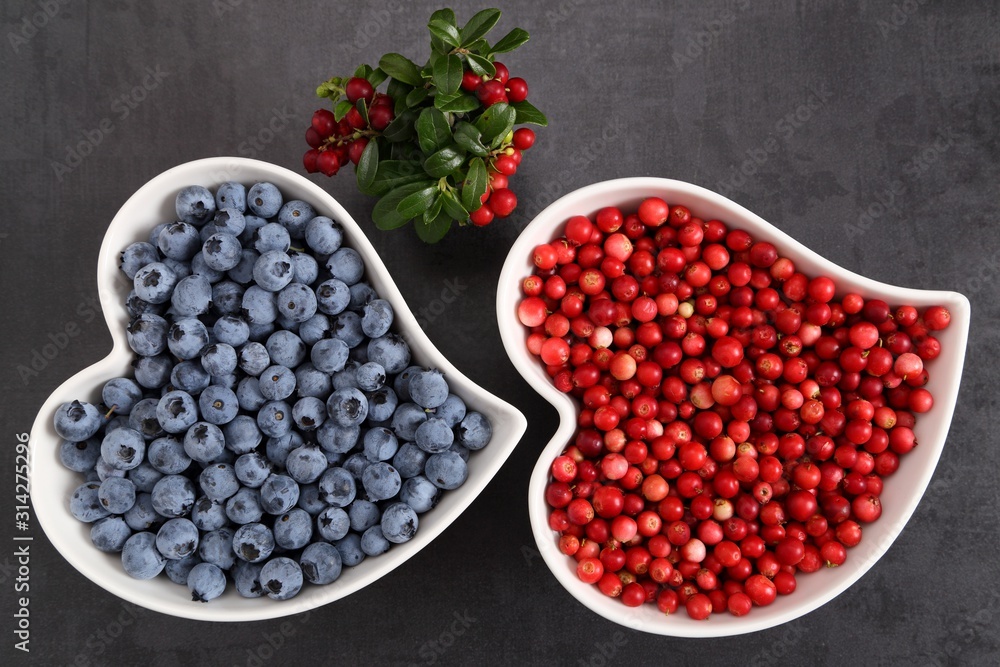 Blueberries and cowberries. Blueberries and cowberries.