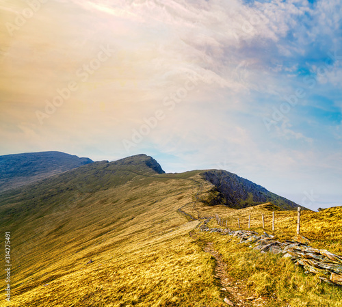 Panoramic landscape of  Brandon Mount in spring photo