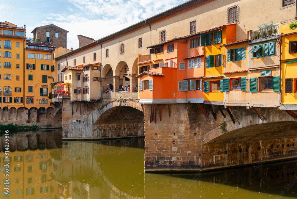 Details of the famous Old Bridge in Florence Ponte Vecchio