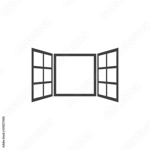 Open window icon in flat style isolated on white background. For your design  logo. Vector