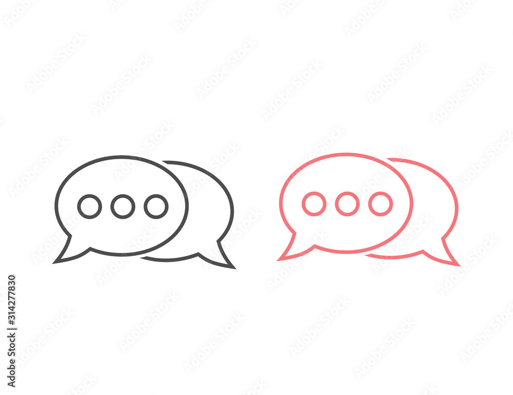 Speech bubble line icon set. Vector in flat style Speech bubble line icon set. Vector in flat style