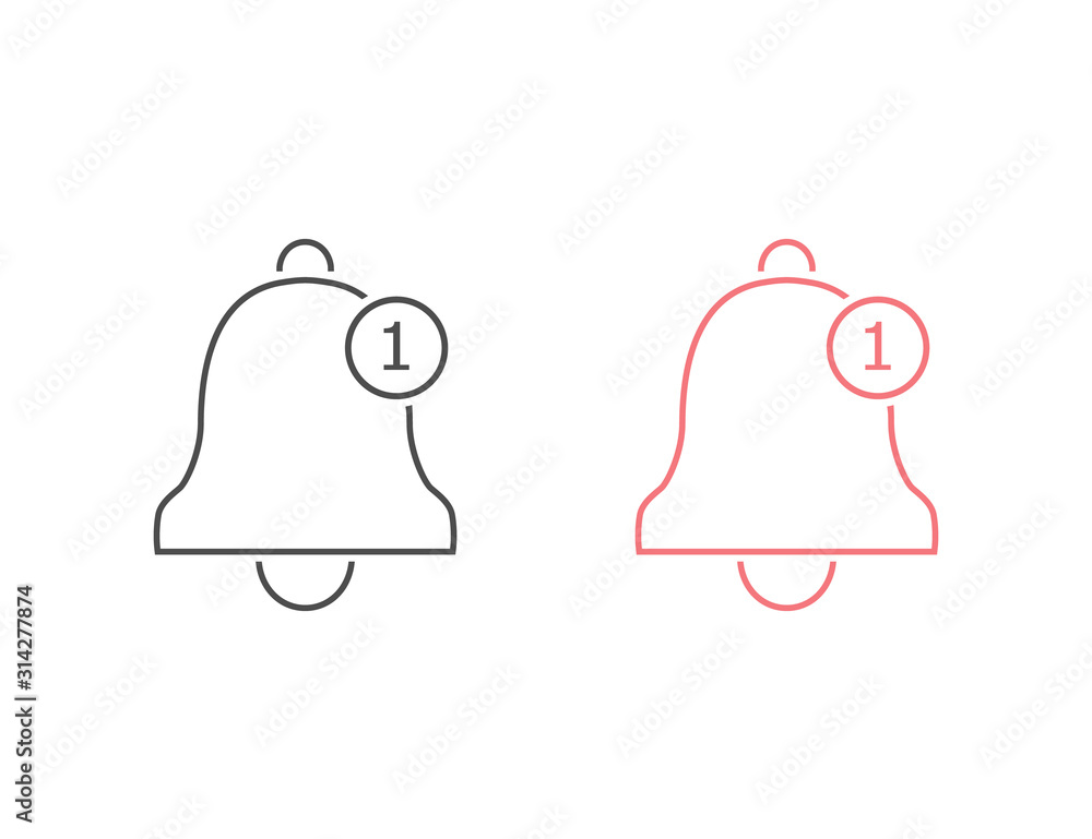 Notification line icon set. Vector bell icon in flat style Notification line icon set. Vector bell icon in flat style