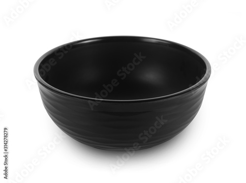 empty black bowl on white background