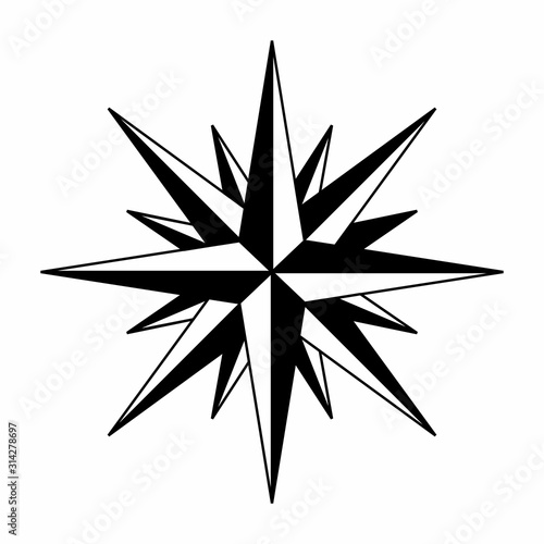 A complex Wind rose symbol on the white background