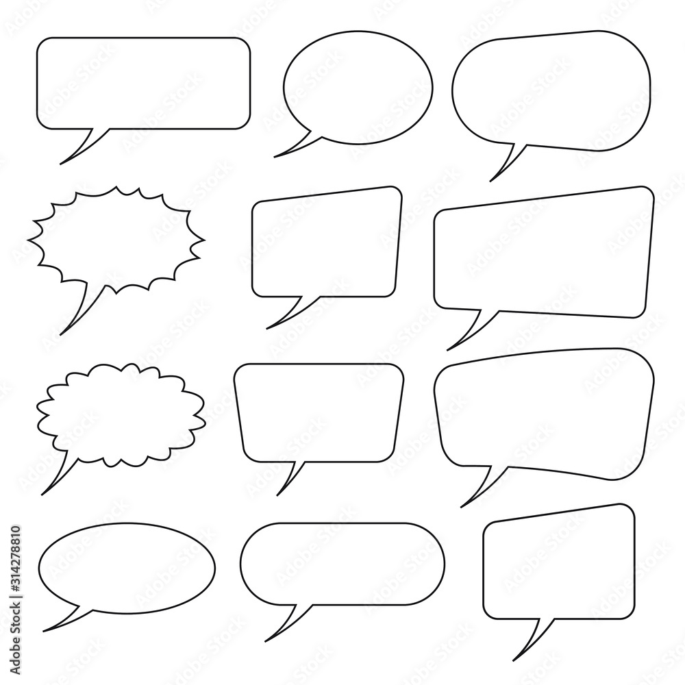 Obraz premium Speech bubble, speech balloon, chat bubble line art vector icon for apps and websites