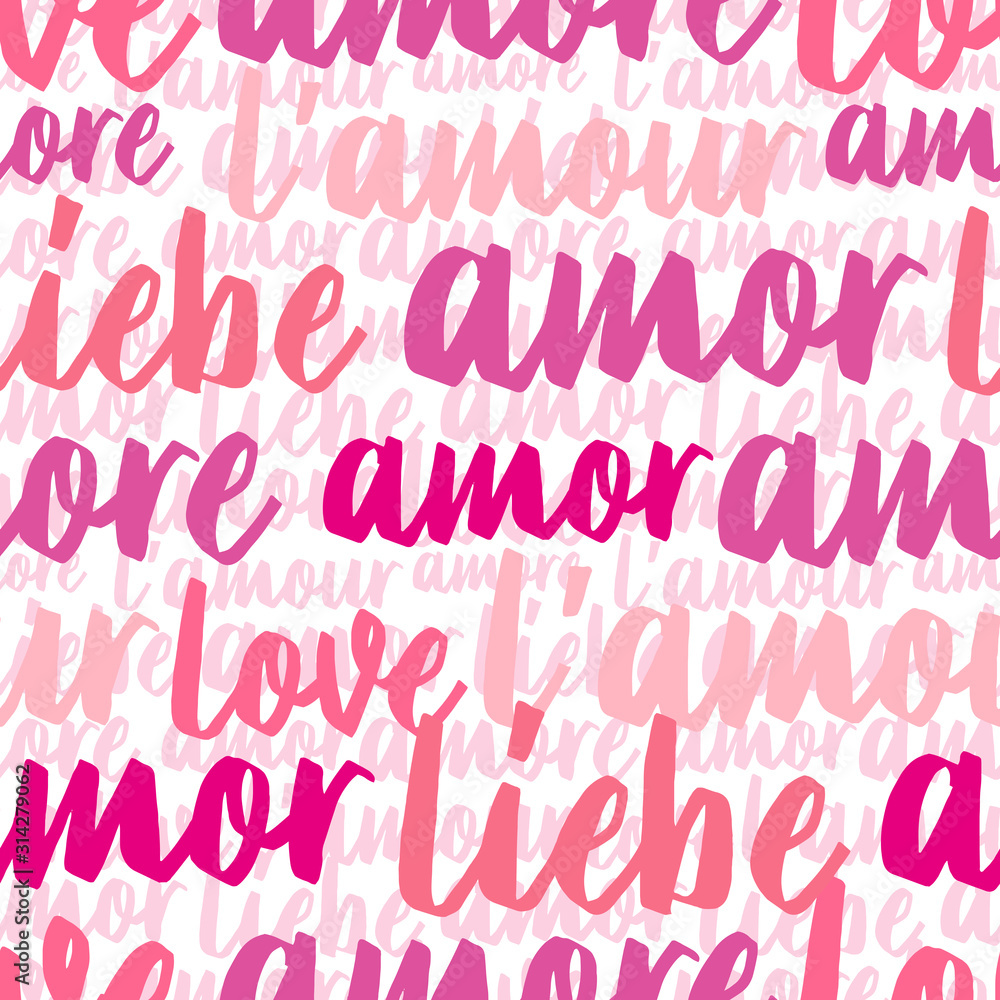vector seamless pattern of the word love in english, french, german, spanish. Lettering. vector seamless pattern of the word love in english, french, german, spanish. Lettering.