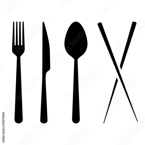 fork spoon knife chopsticks icon vector symbol design restaurant