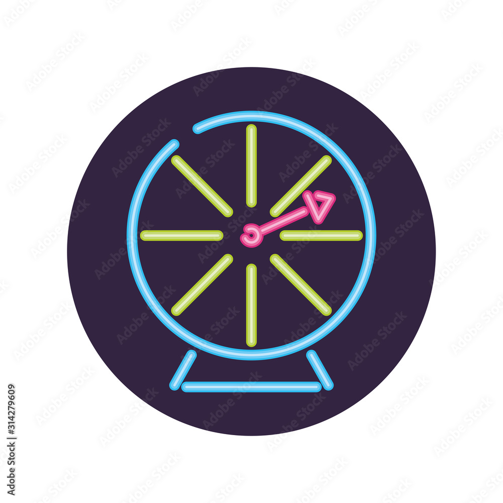 Neon casino roulette inside circle vector design Neon casino roulette inside circle vector design