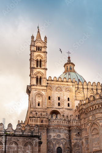 Palermo Cathedral, main tower and basilica, Palermo, Sicily, Italy