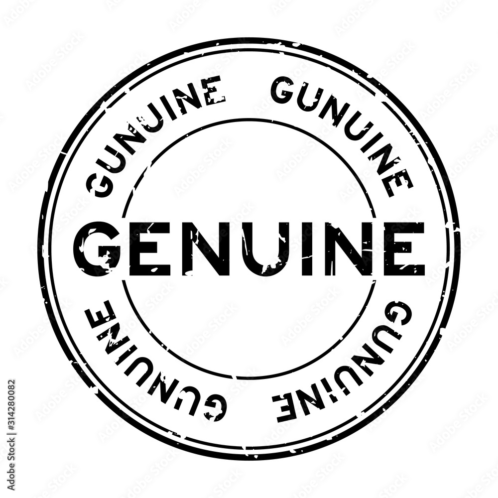 Grunge black genuine word round rubber seal stamp on white background Grunge black genuine word round rubber seal stamp on white background