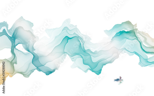 Ink landscape decoration illustration abstract line poster background