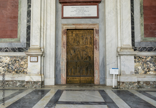 The Holy Door (Porta Santa) on the Basilica of Saint Paul Outside the Walls.