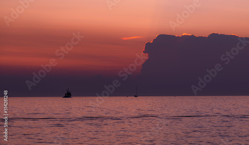 Boat. Orange. Sun. Sky. Sea. Istria