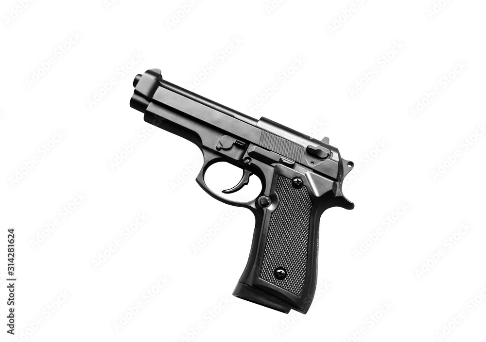 Gun isolated on white background. Legalising of weapon. Crime concept. Gun isolated on white background. Legalising of weapon. Crime concept.