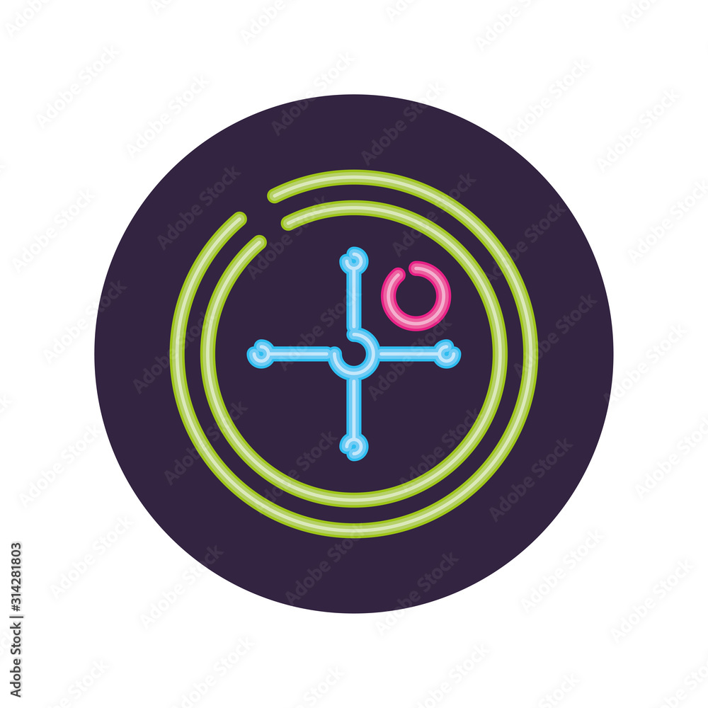 Neon casino roulette inside circle vector design Neon casino roulette inside circle vector design
