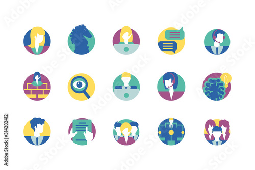 Strategy and management icon set vector design