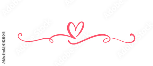 Heart love sign logo. Design flourish element valentine card for divider. Vector illustration. Infinity Romantic symbol wedding. Template for t shirt, card, poster