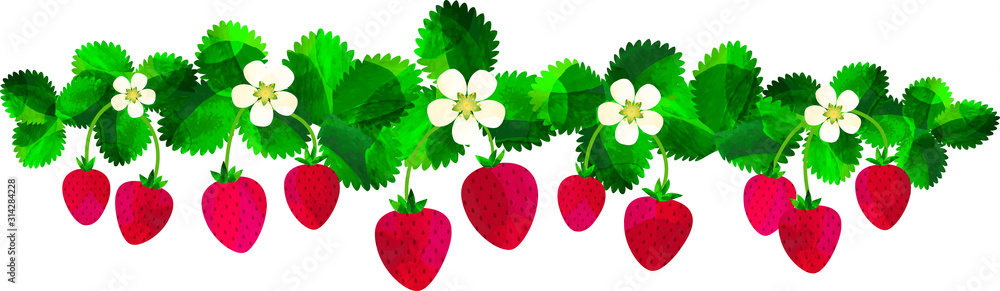 いちご 苺 葉っぱ 葉 花 ストロベリー 背景素材 ライン 枠 帯 Stock Vector Adobe Stock