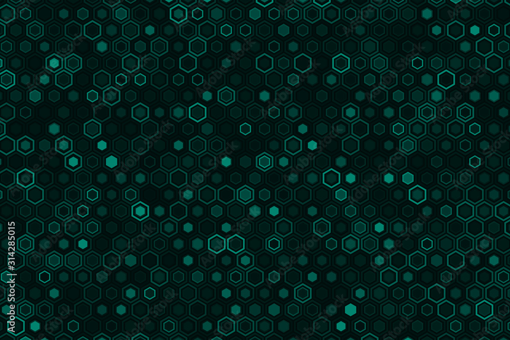 Abstract color geometric background consisting of hexagonal figures. Color dodge effect and screen effect. Abstract color geometric background consisting of hexagonal figures. Color dodge effect and screen effect.