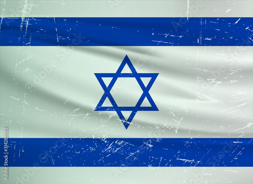 Grunge Israel flag. Israel flag with waving grunge texture. Vector background.