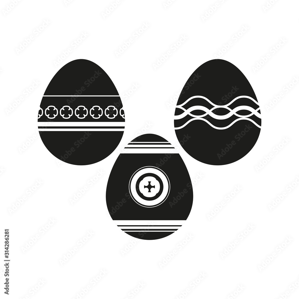 Set of Easter eggs. Simple vector illustration on white background. Set of Easter eggs. Simple vector illustration on white background.