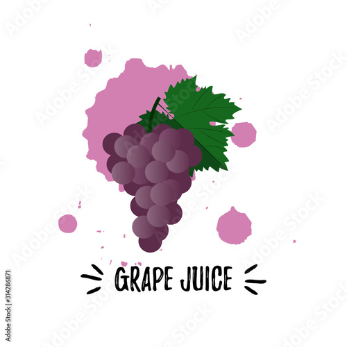 Colorful design for grape juice label. Vector illustration