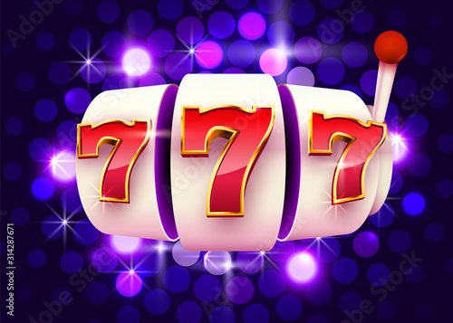 Slot machine wins the jackpot. 777 Big win casino concept.