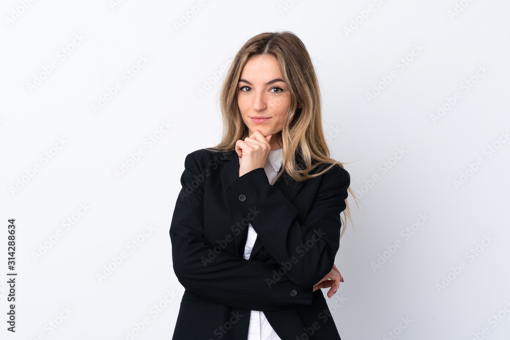 Young business woman over isolated white background laughing Young business woman over isolated white background laughing