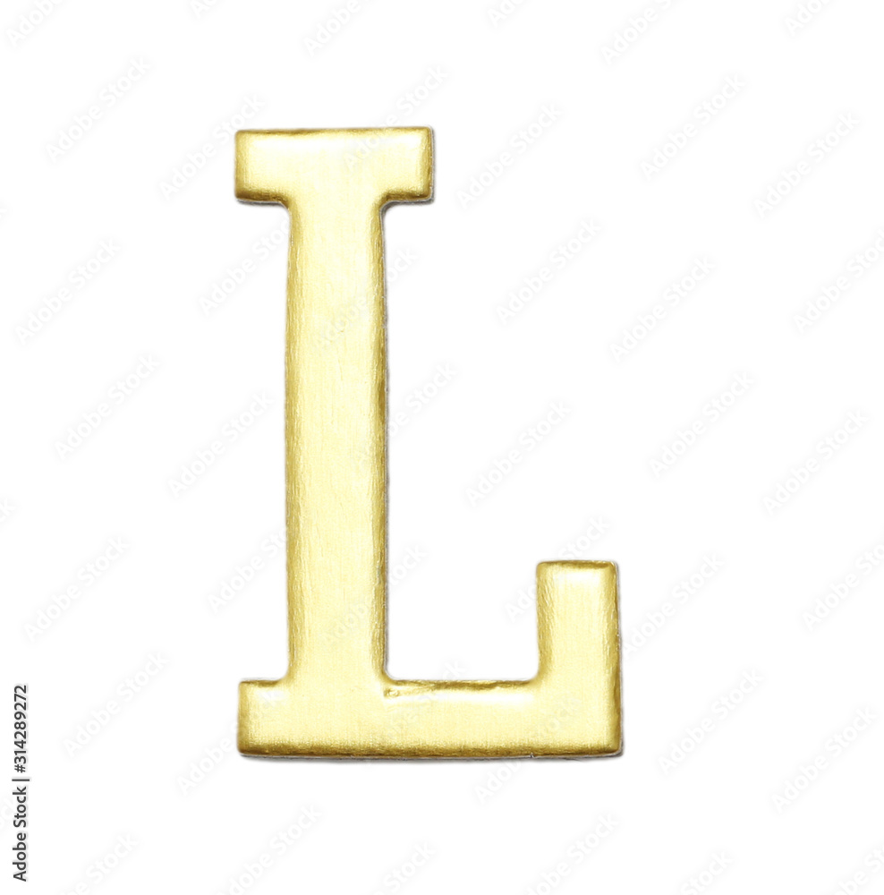 Letter L from Gold solid alphabet on white, This has clipping path. Letter L from Gold solid alphabet on white, This has clipping path.