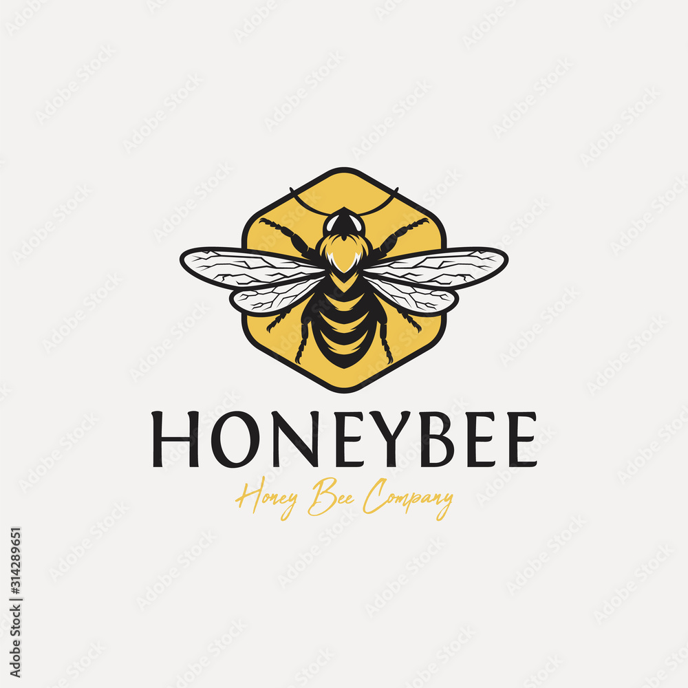 Vecteur Stock Honey Bee logo design inspiration for honey company | Adobe  Stock