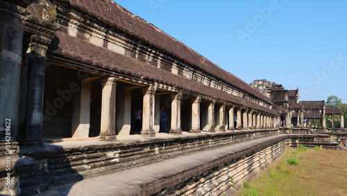 Popular tourist attraction ancient temple complex Angkor Wat in Siem Reap, Cambodia