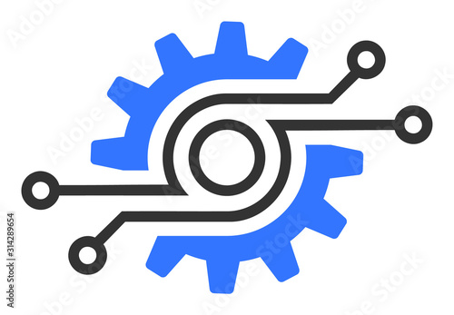 Electronic gear vector icon. Flat Electronic gear symbol is isolated on a white background.