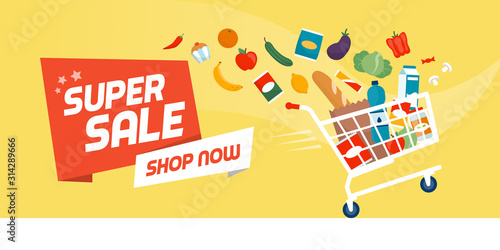 Grocery shopping promotional sale banner