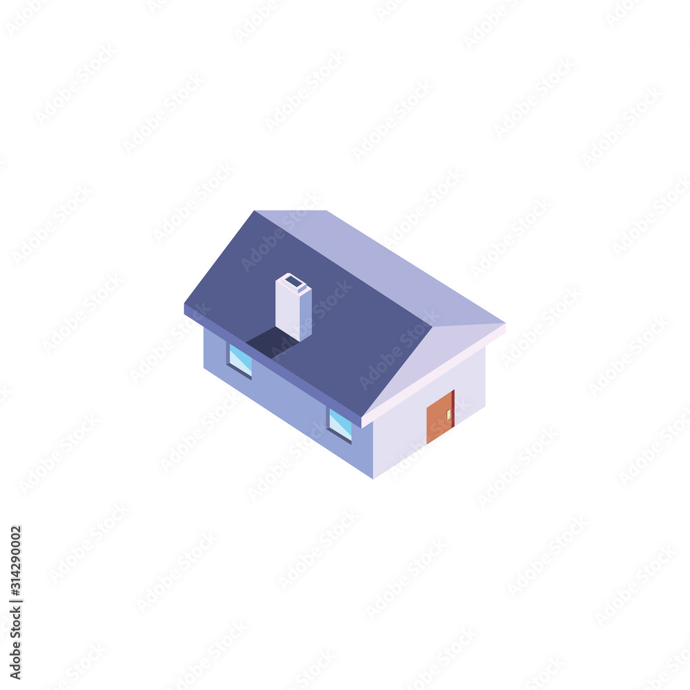 Isolated isometric white house with windows and door vector design Isolated isometric white house with windows and door vector design