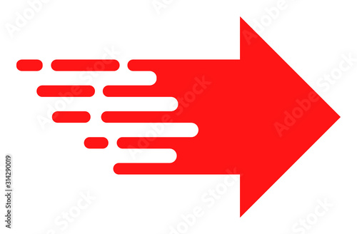 Express right movement vector icon. Flat Express right movement symbol is isolated on a white background.