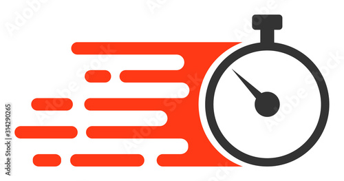 Fast stopwatch vector icon. Flat Fast stopwatch symbol is isolated on a white background.
